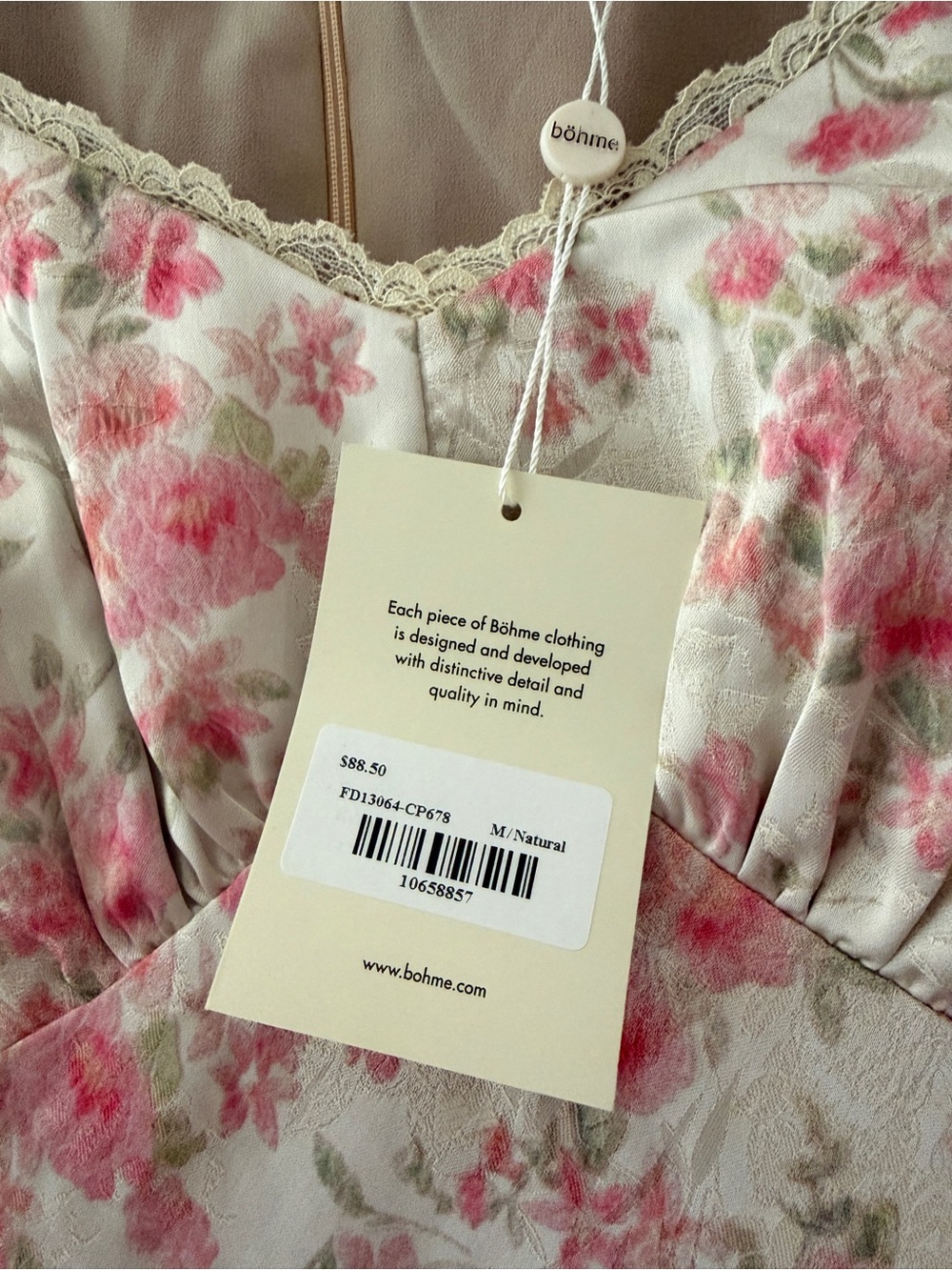 Böhme Floral Pink Cream Maxi Dress with Cap Sleeves - Picture 3 of 3